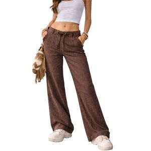 Y2K JUICY COUTURE 100% linen pants - brown low rise - wide leg - women’s medium
